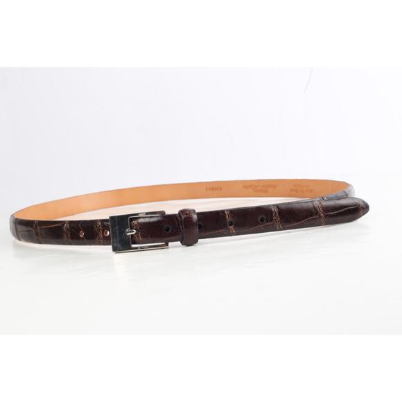 Vintage Martin Dingman Brown American Aligator Leather Handmade Skinny Belt XL main image 7